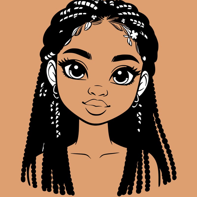 a realistic black girl with braids