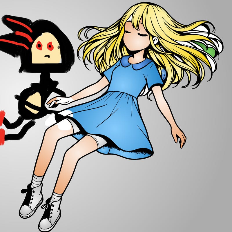 realistic girl floating