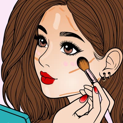 a realistic girl doing her makeup