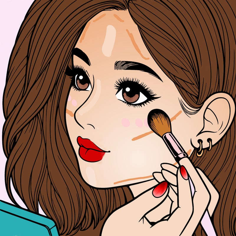 a realistic girl doing her makeup