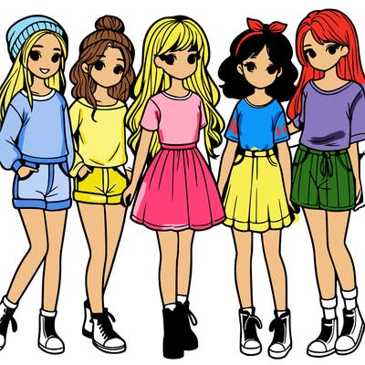 a group of five girls