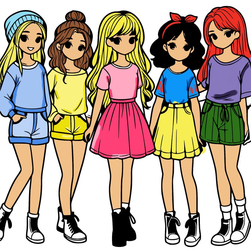 a group of five girls