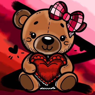 teddy bear hugging a heart