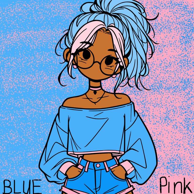 girl with a messy ponytail glasses a baggy crop top and jean shorts