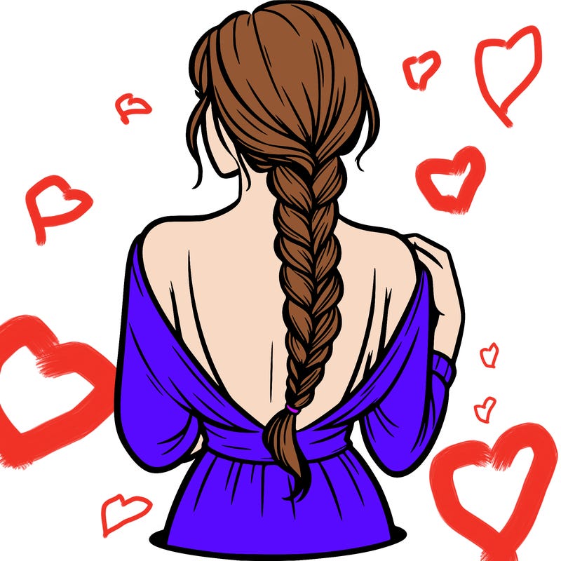 woman turning her back with a braid