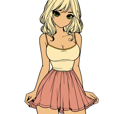 realistic girl in short dress