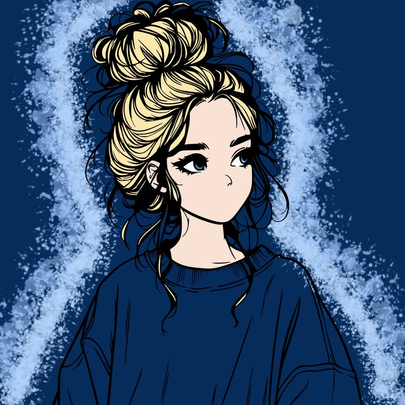 realistic girl with messy bun and oversized clothing