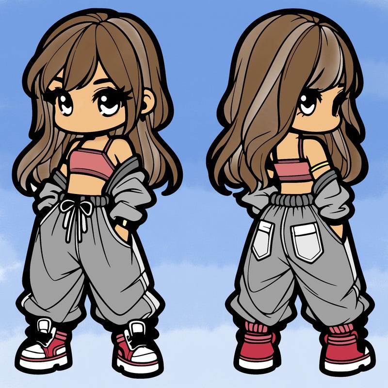 girl in crop top and baggy pants