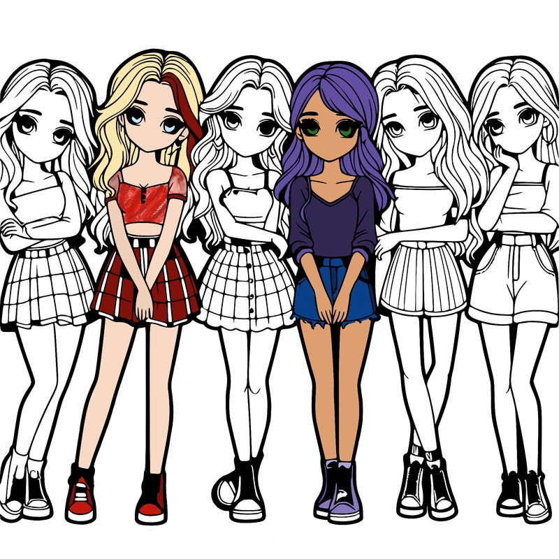 a group of girls realistic