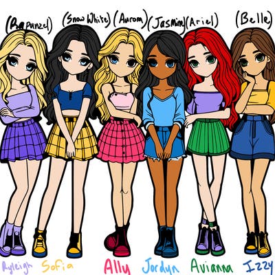 a group of girls realistic