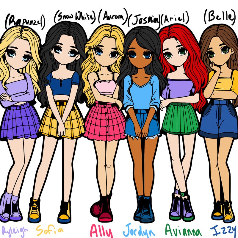 a group of girls realistic