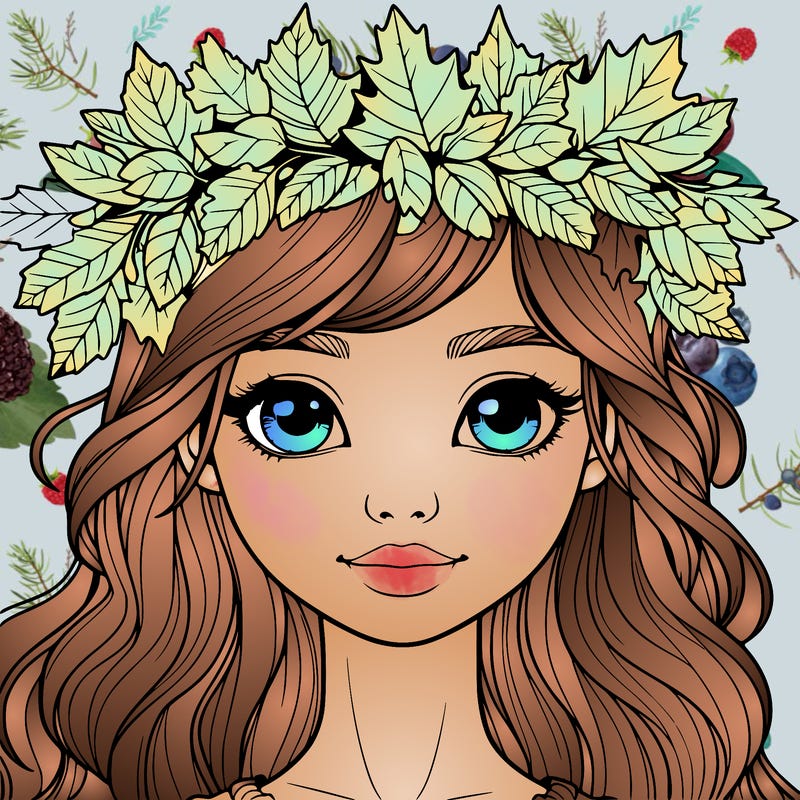 realistic girl with fall leaf crown