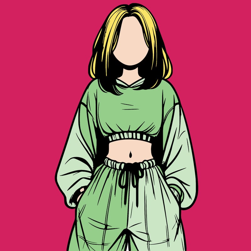 realistic girl faceless with baggy pants and a crop top