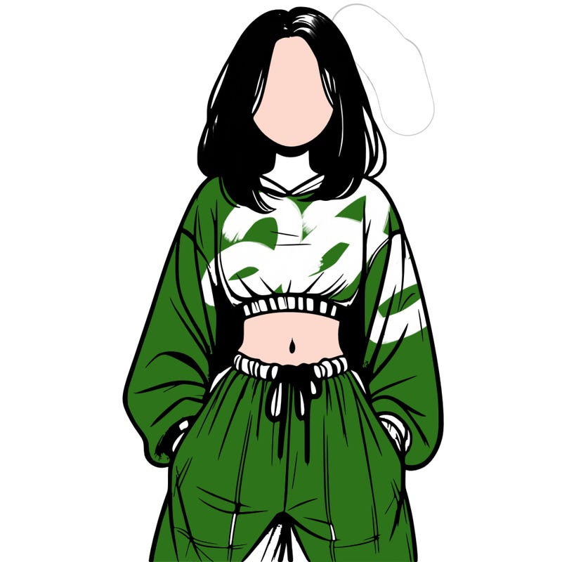 realistic girl faceless with baggy pants and a crop top