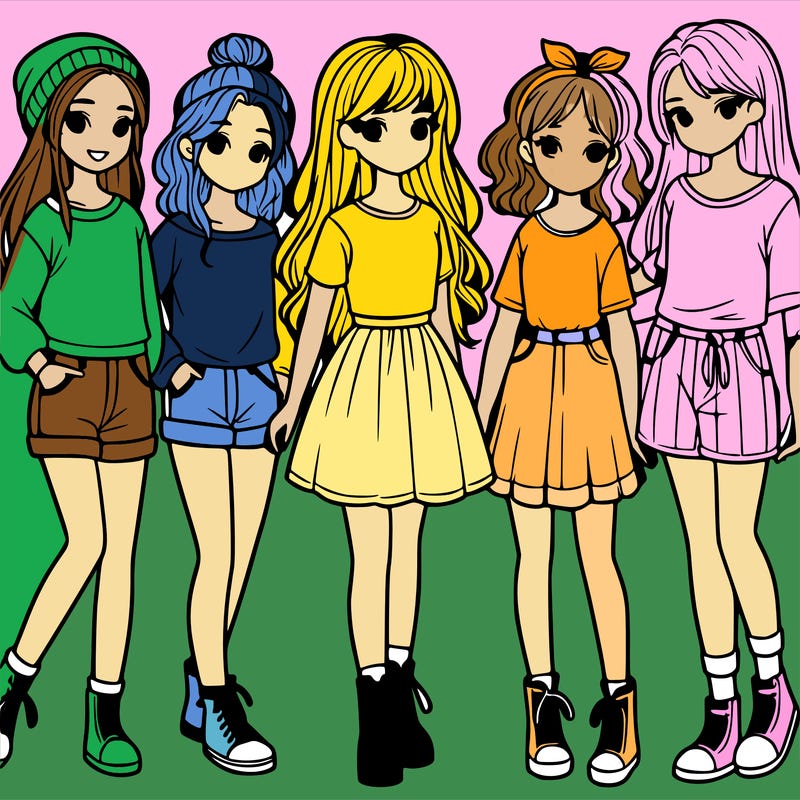 a group of five girls