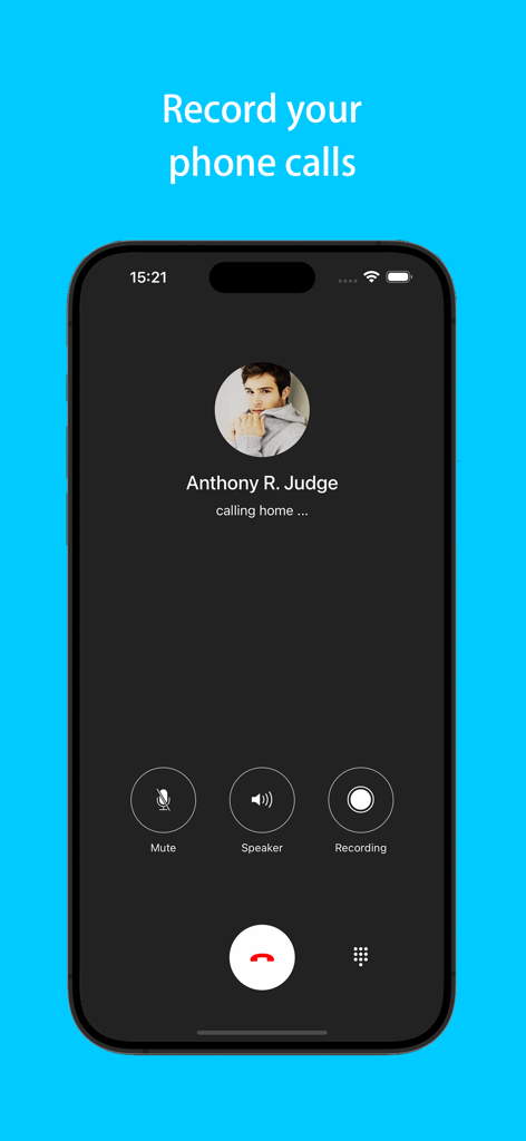 Interface of the LivePhone app showing an active call screen with a call recording feature