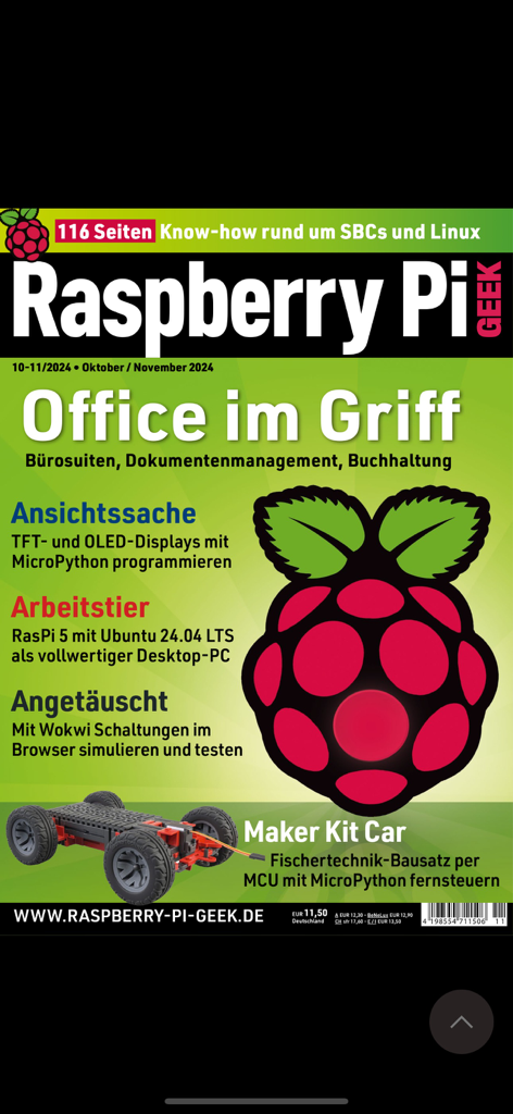 Front cover of Raspberry Pi Geek magazine featuring Raspberry Pi 5 projects and MicroPython tutorials