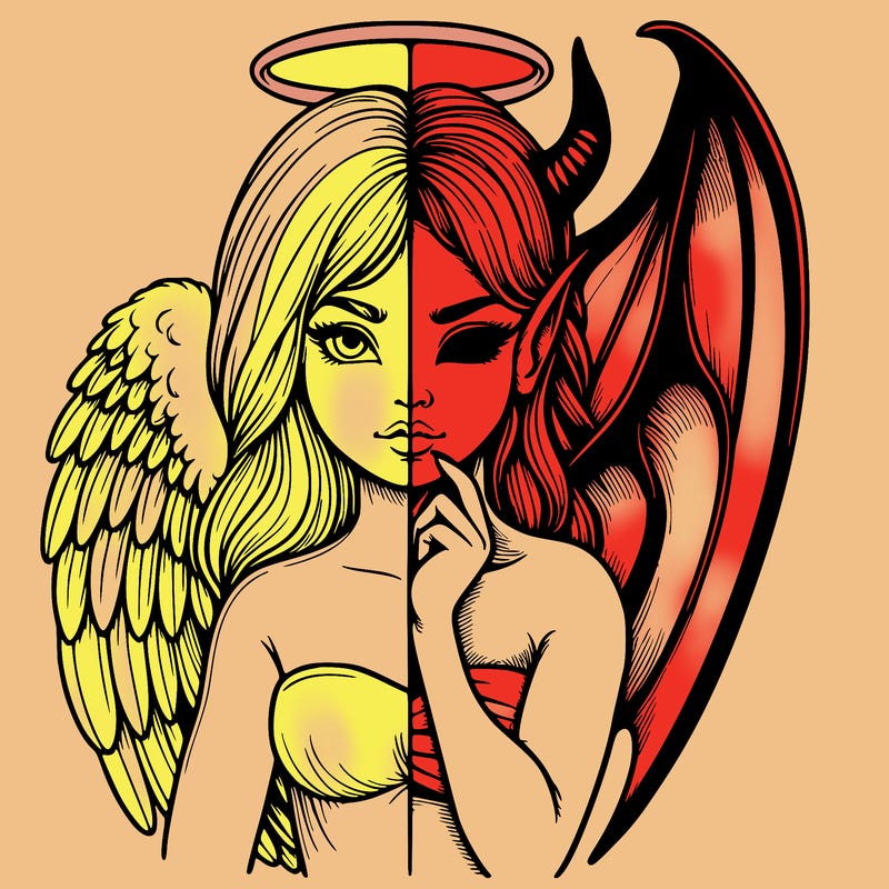 realistic angel half demon