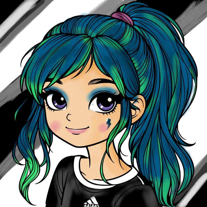 realistic girl with ponytail