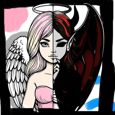 realistic angel half demon