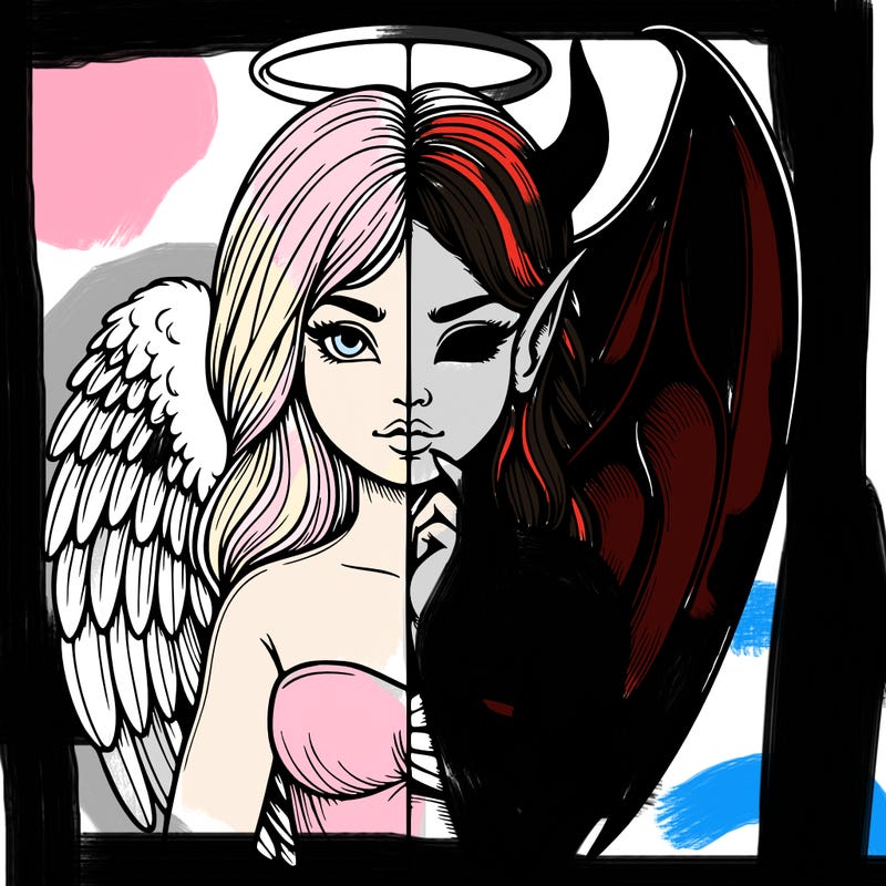 realistic angel half demon