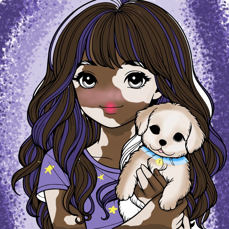 realistic girl holding a cute puppy
