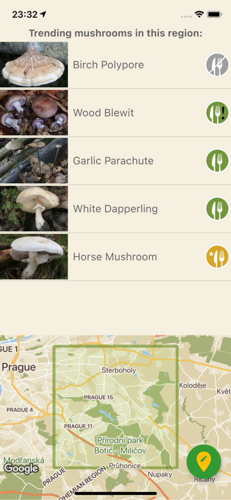 Mushrooms app - Mushrooms appのローカルキノコトレンドとマップビュー