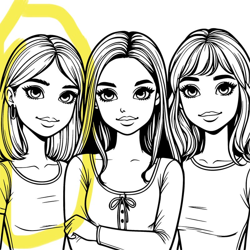 three realistic girls