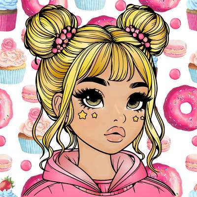 realistic girl with space buns