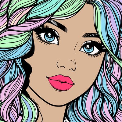 beautiful realistic girl close up to the camera with wavy hair,