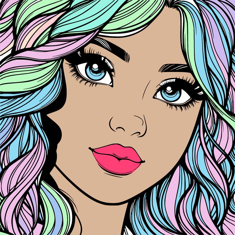 beautiful realistic girl close up to the camera with wavy hair,