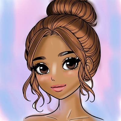 realistic pretty girl with hair in bun