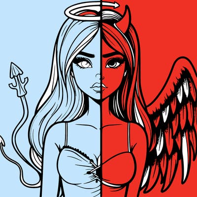 devil vs angel realistic girl