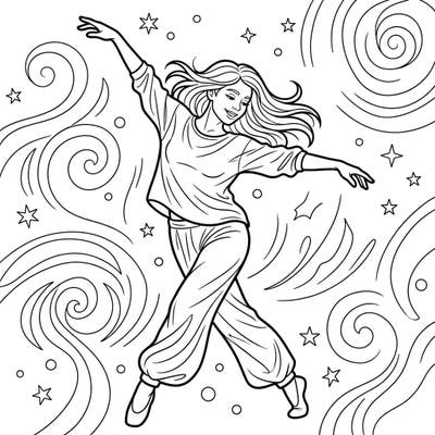 Celebrate the art of movement with this captivating coloring page featuring a dynamic dancer. Perfect for kids, this design encourages creative expression and brings the joy of dance to life.