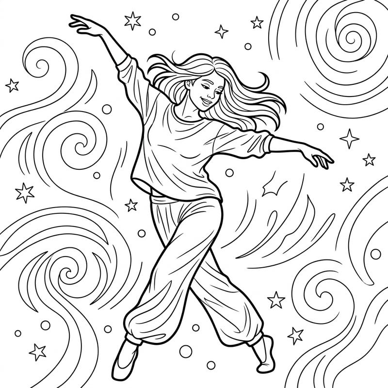 Celebrate the art of movement with this captivating coloring page featuring a dynamic dancer. Perfect for kids, this design encourages creative expression and brings the joy of dance to life.