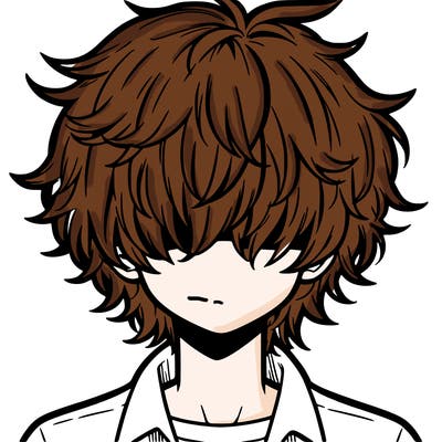 manga boy fluffy hair covering his eyes