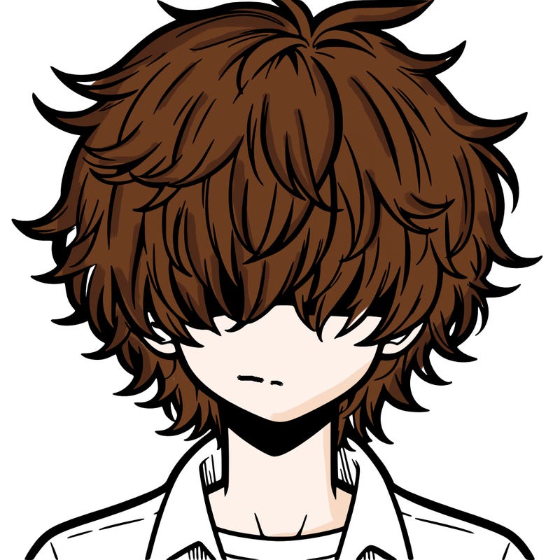 manga boy fluffy hair covering his eyes