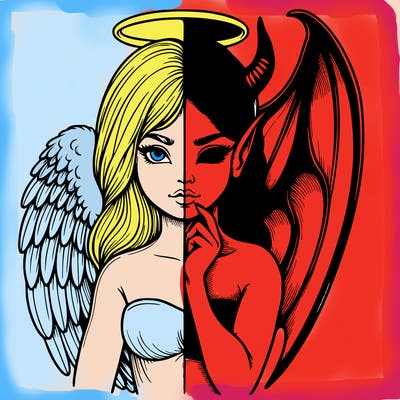 realistic angel half demon