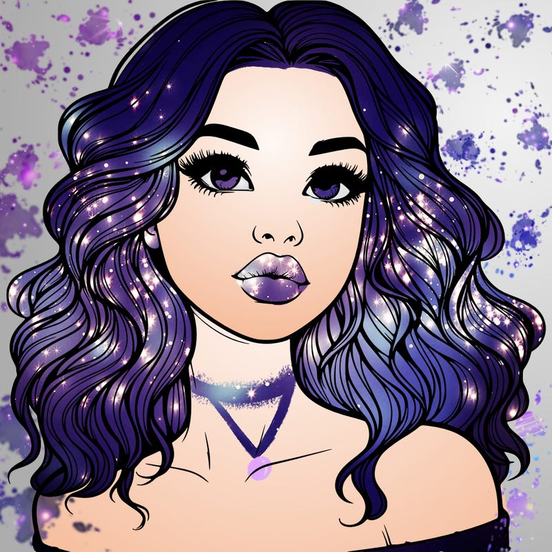 realistic girl with wavy hair and lips