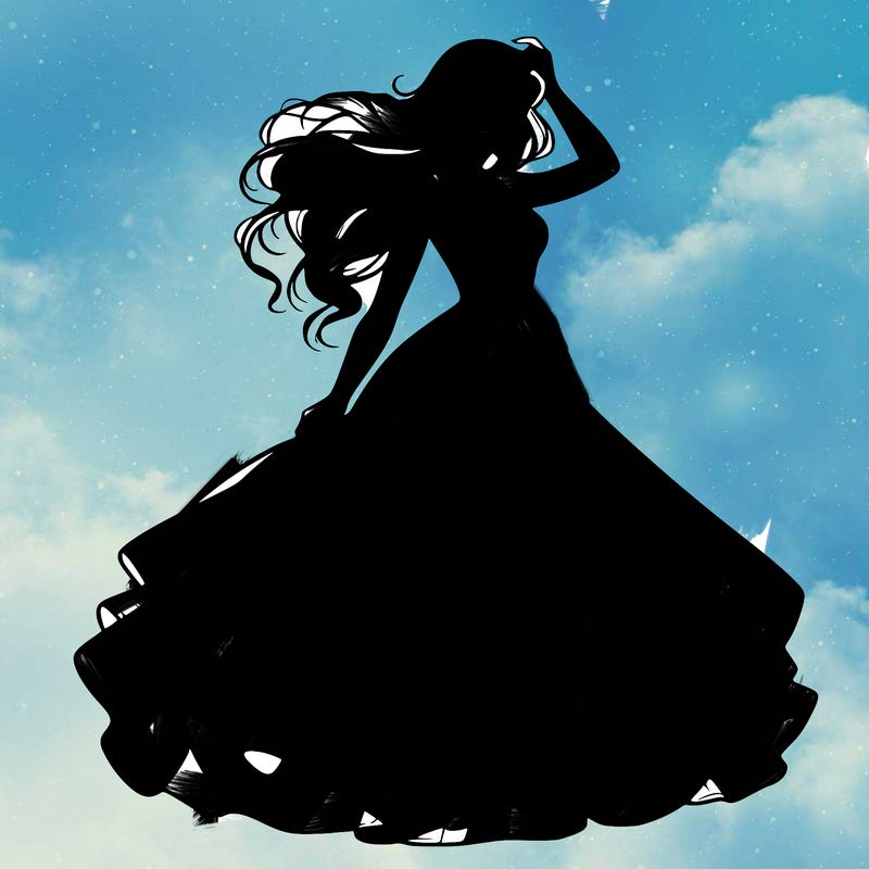 realistic woman with dress flowing in the wind