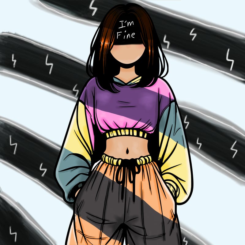 realistic girl faceless with baggy pants and a crop top