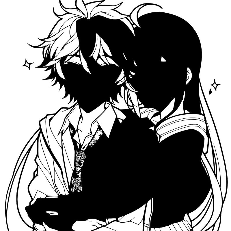 anime boy hugging an anime girl