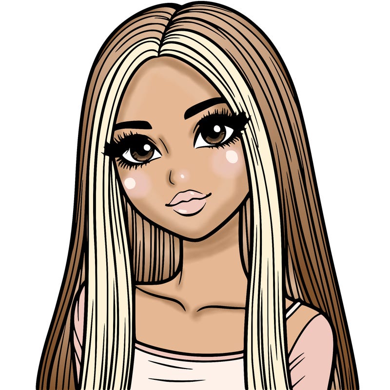 realistic girl with straight and long hair