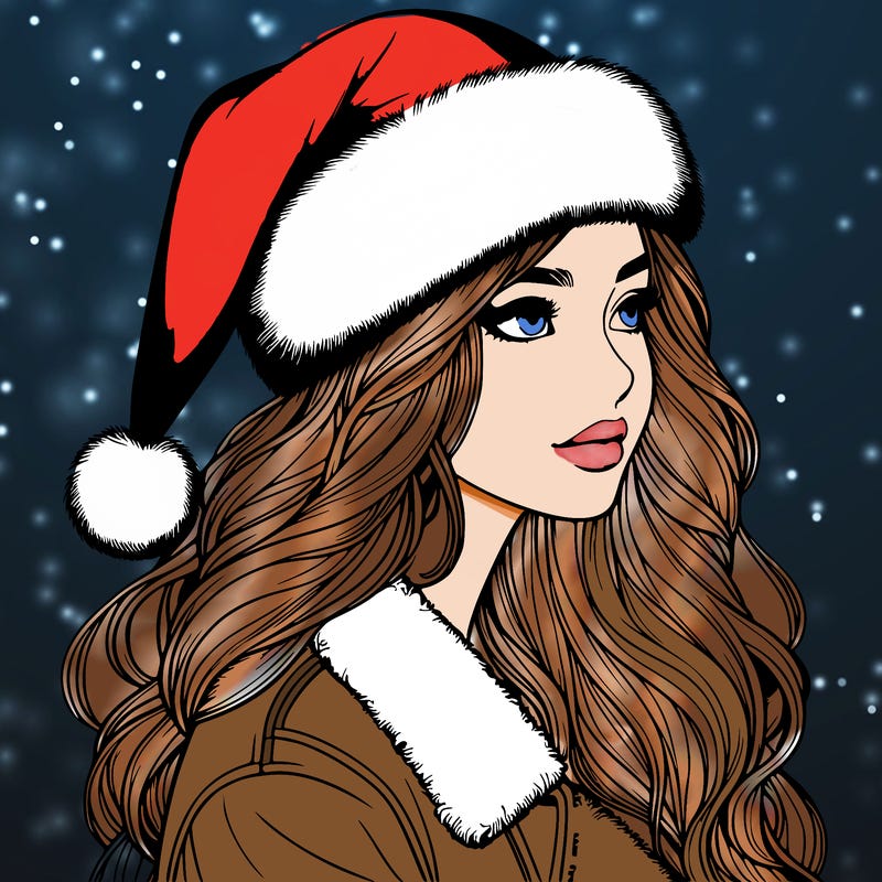 realistic girl in santa hat
