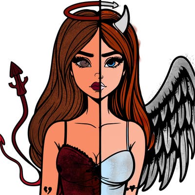 devil vs angel realistic girl