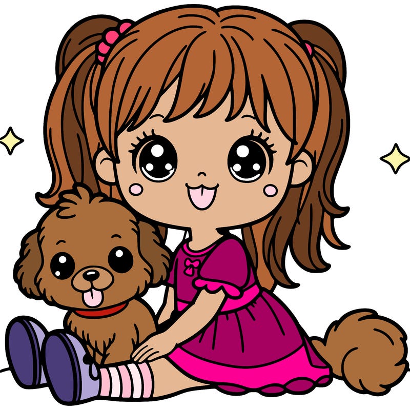 girl with a cute dog