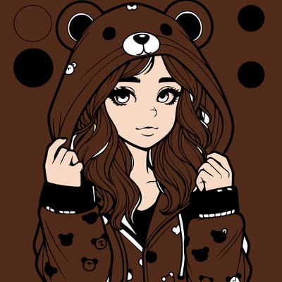 realistic girl in a animal pjs hoodie