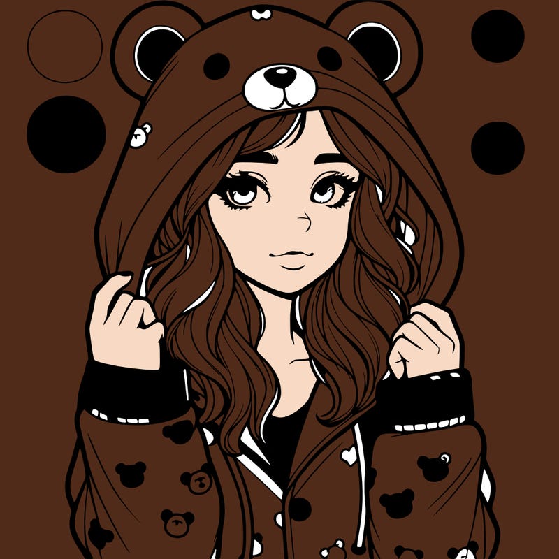 realistic girl in a animal pjs hoodie