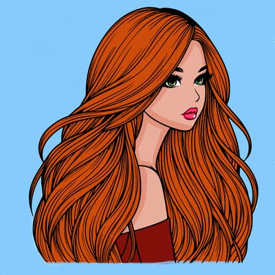 realistic girl with long realistic hair