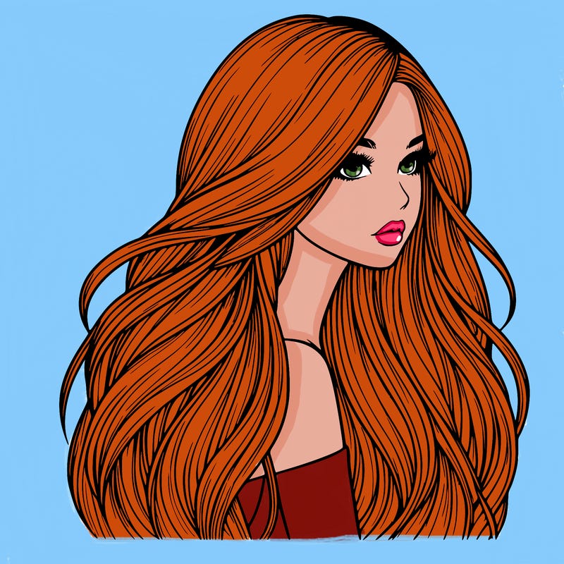 realistic girl with long realistic hair